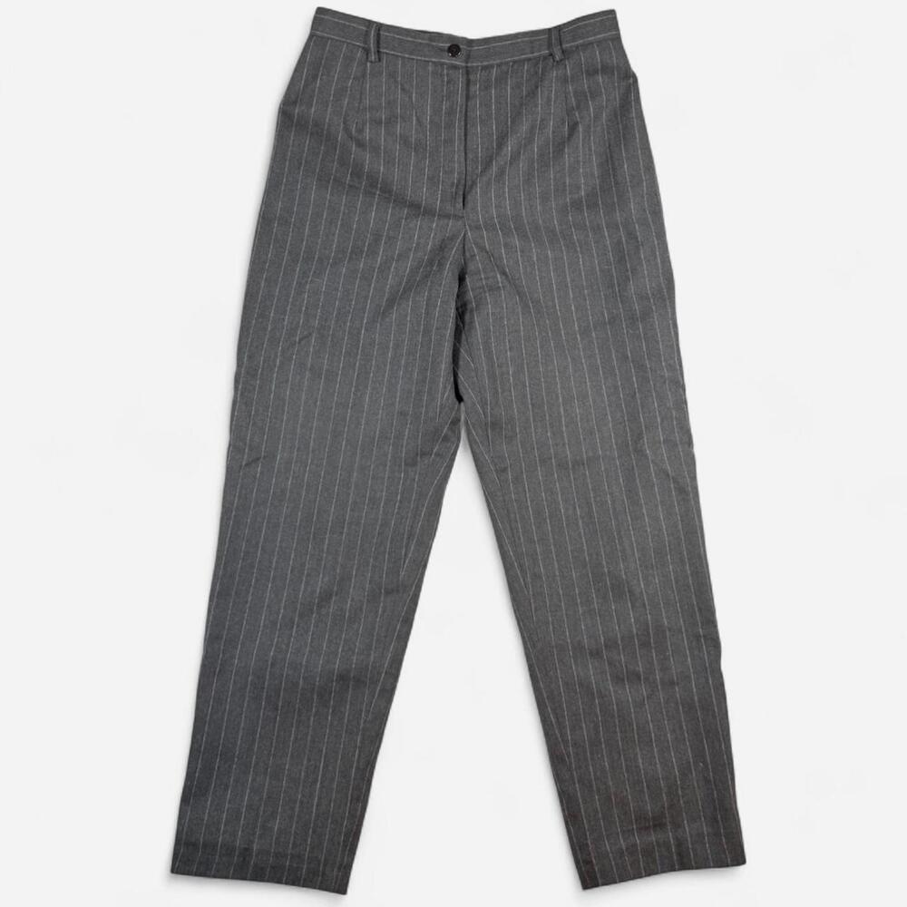 Herman Geist Wool Pinstripe Dress Pants Women 12P Vintage 80s Tailored
